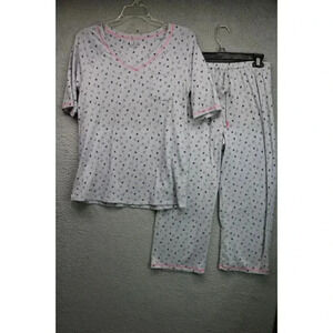 Cuddl Duds Women's Pajama Set-Size Small-Hearts-Cropped-Drawstring